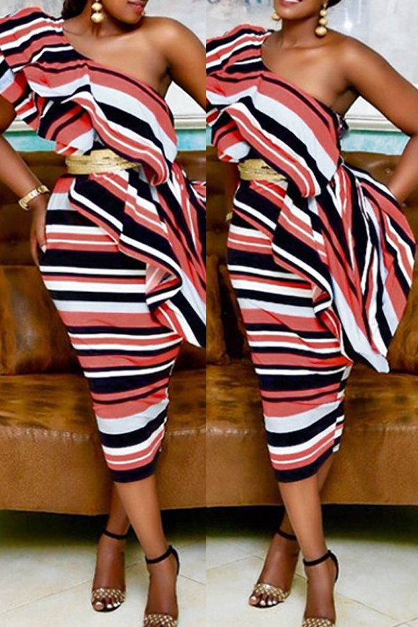 Lovely Fashion Show A Shoulder Ruffle Striped Printed Healthy Fabric Mid Calf Dress(Without Belt, Multi
Lovely Fashion Show A Shoulder Ruffle Striped Printed Healthy Fabric Mid Calf Dress(Without Belt, Multi