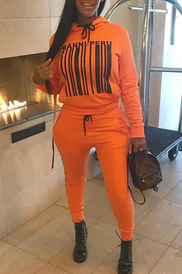 Lovely Casual Hooded Collar Long Sleeves Orange Twilled Satin Two-piece Pants Set
Lovely Casual Hooded Collar Long Sleeves Orange Twilled Satin Two-piece Pants Set