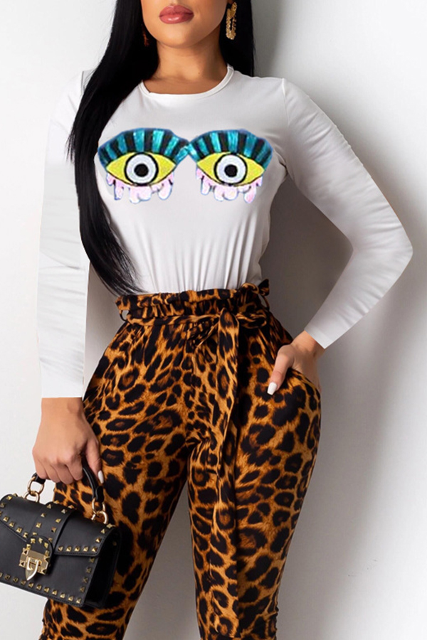 Lovely Casual O Neck Printed White T-shirt