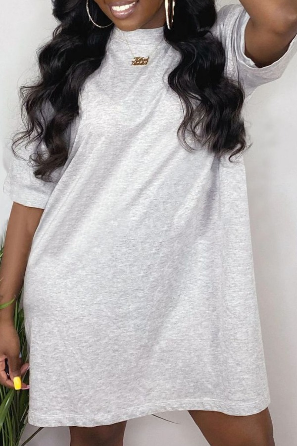 Lovely Leisure Basic Grey Knee Length Dress