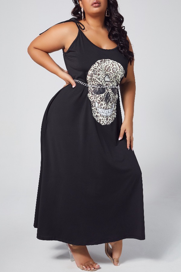 Lovely Casual Spaghetti Strap Print Black Ankle Lenght Plus Size Dress(Without Belt
Lovely Casual Spaghetti Strap Print Black Ankle Lenght Plus Size Dress(Without Belt