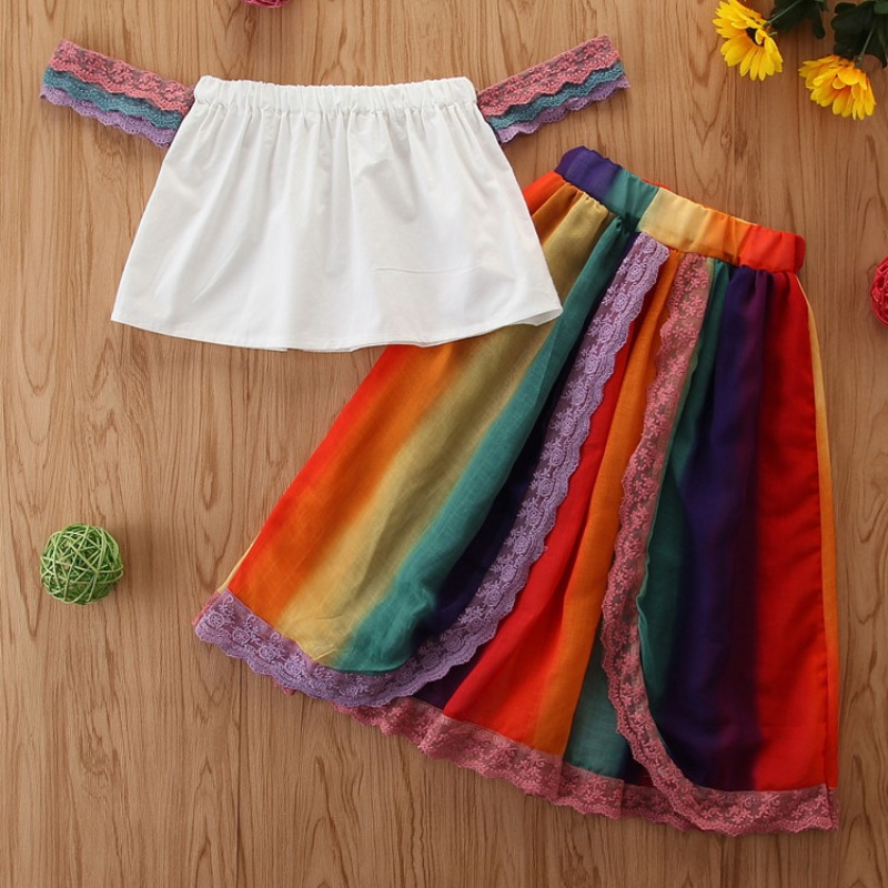 lovely Casual Off The Shoulder Striped Print Multicolor Girl Two-piece Skirt Set, Multi
lovely Casual Off The Shoulder Striped Print Multicolor Girl Two-piece Skirt Set, Multi