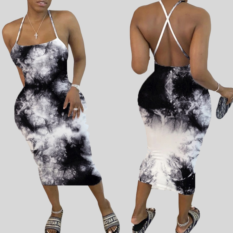 Lovely Sexy Spaghetti Strap Print Backless Black-white Mid Calf Dress, Black and white
Lovely Sexy Spaghetti Strap Print Backless Black-white Mid Calf Dress, Black and white