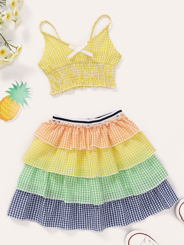 lovely Bohemian Grid Layered Cascading Ruffle Yellow Girl Two-piece Skirt Set
lovely Bohemian Grid Layered Cascading Ruffle Yellow Girl Two-piece Skirt Set