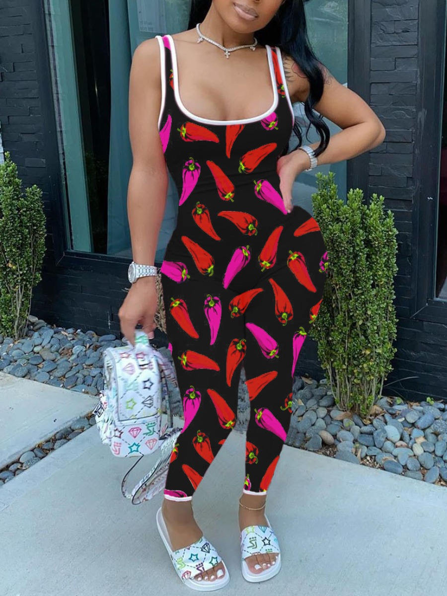 lovely Sportswear U Neck Print Black One-piece Jumpsuit 
lovely Sportswear U Neck Print Black One-piece Jumpsuit