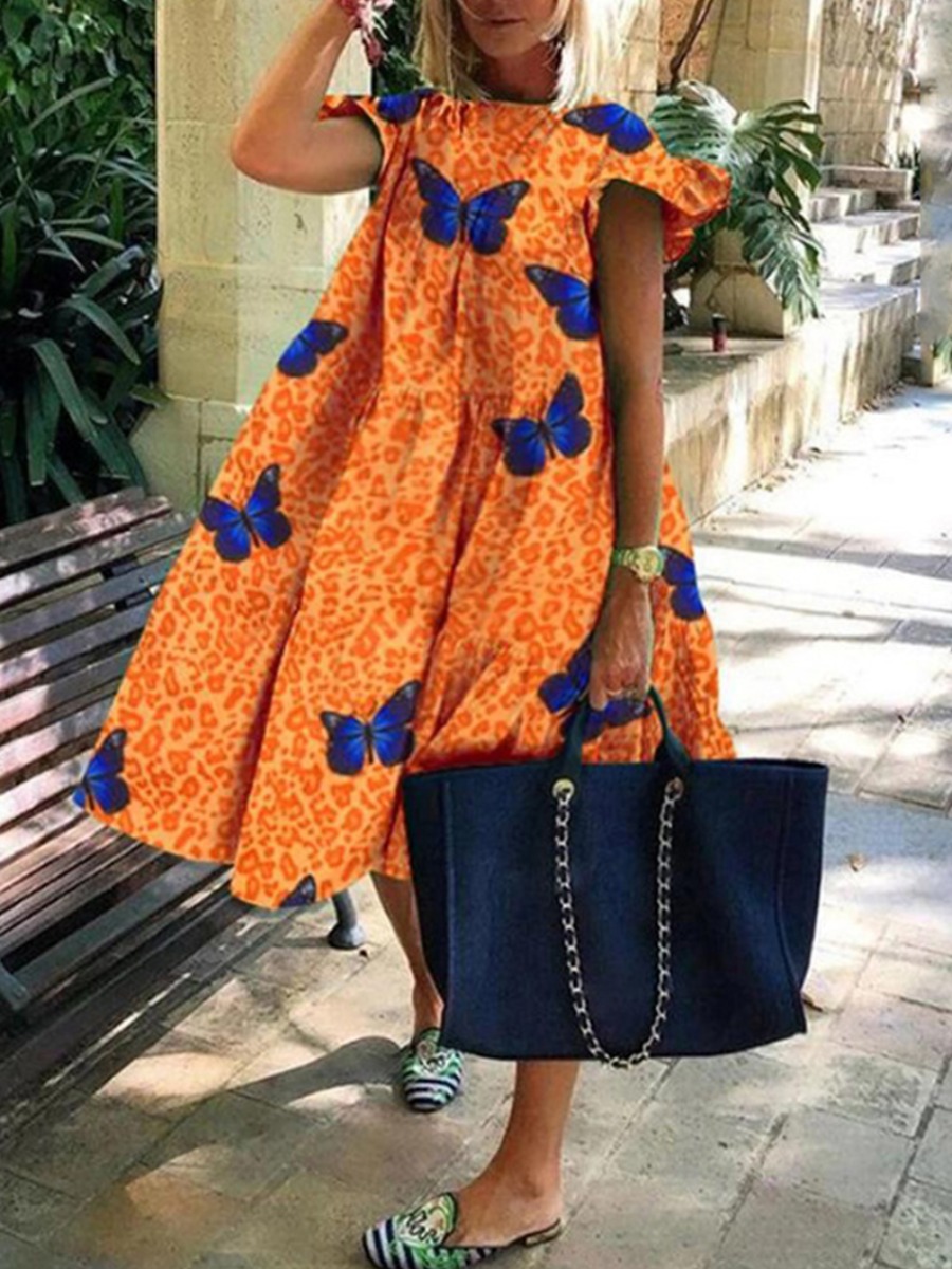 lovely Bohemian O Neck Butterfly Print Orange Knee Length Plus Size Dress
lovely Bohemian O Neck Butterfly Print Orange Knee Length Plus Size Dress