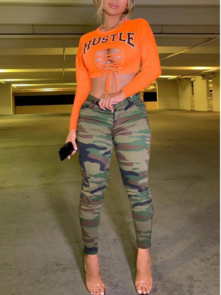 lovely Casual O Neck Letter Print Bandage Design Orange Two Piece Pants Set
lovely Casual O Neck Letter Print Bandage Design Orange Two Piece Pants Set
