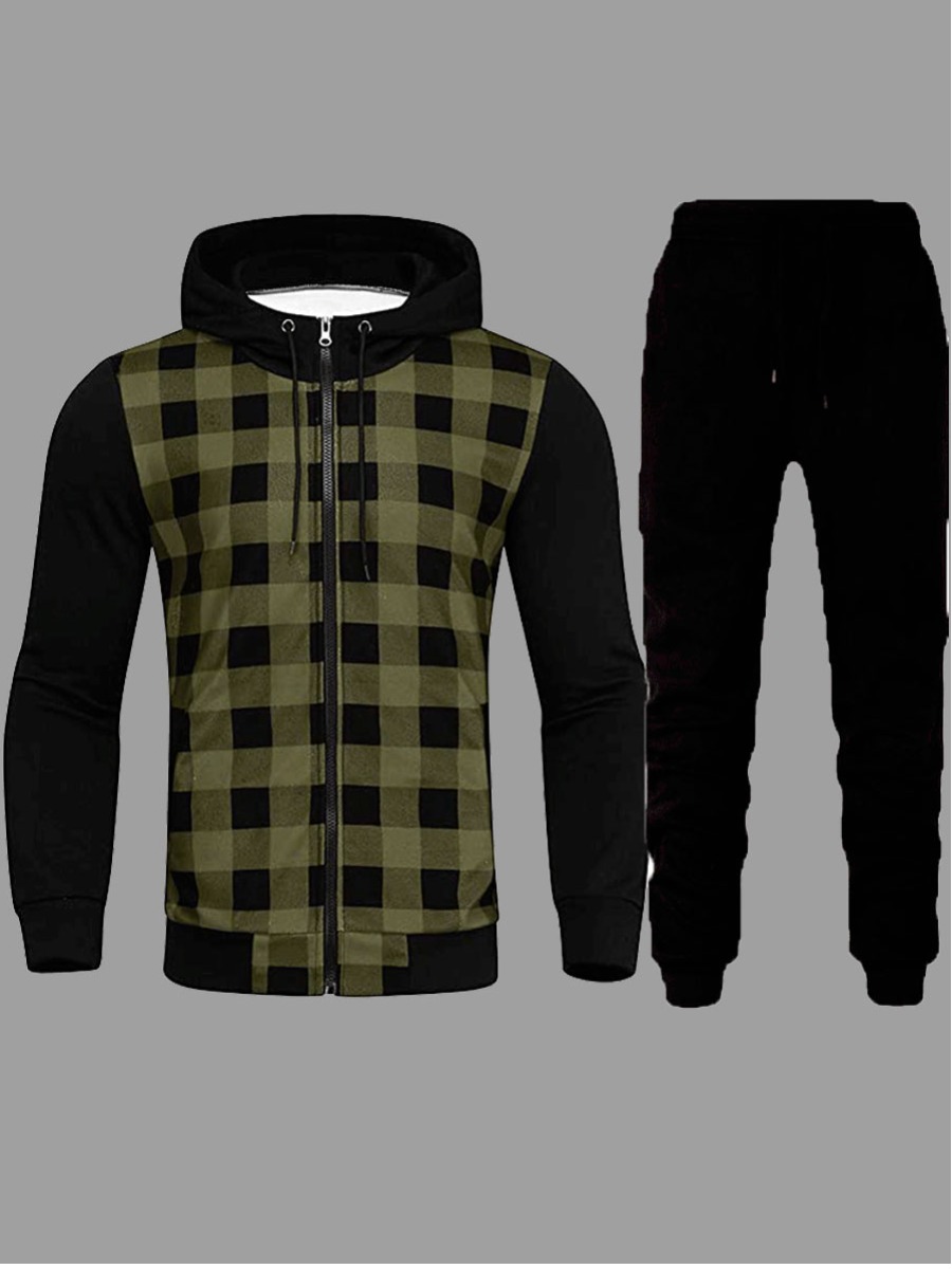 lovely Casual Hooded Collar Grid Print Patchwork Green Men Two-piece Pants Set
lovely Casual Hooded Collar Grid Print Patchwork Green Men Two-piece Pants Set