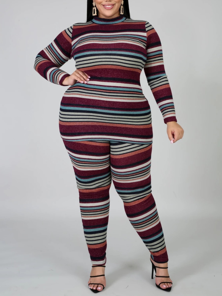 lovely Trendy Rainbow Striped Multicolor Plus Size Two-piece Pants Set, Multi
lovely Trendy Rainbow Striped Multicolor Plus Size Two-piece Pants Set, Multi