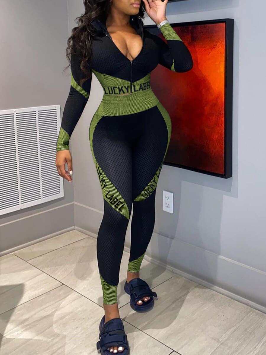 Lovely Sportswear Letter Print Zipper Design Army Green Two Piece Pants Set
Lovely Sportswear Letter Print Zipper Design Army Green Two Piece Pants Set
