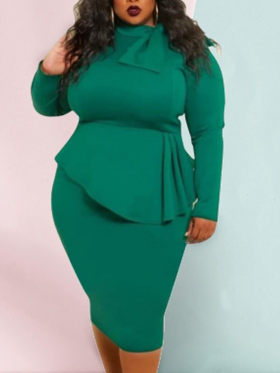 Lovely Trendy Falsed Two Piece Design Dark Green Knee Length Plus Size Dress
Lovely Trendy Falsed Two Piece Design Dark Green Knee Length Plus Size Dress