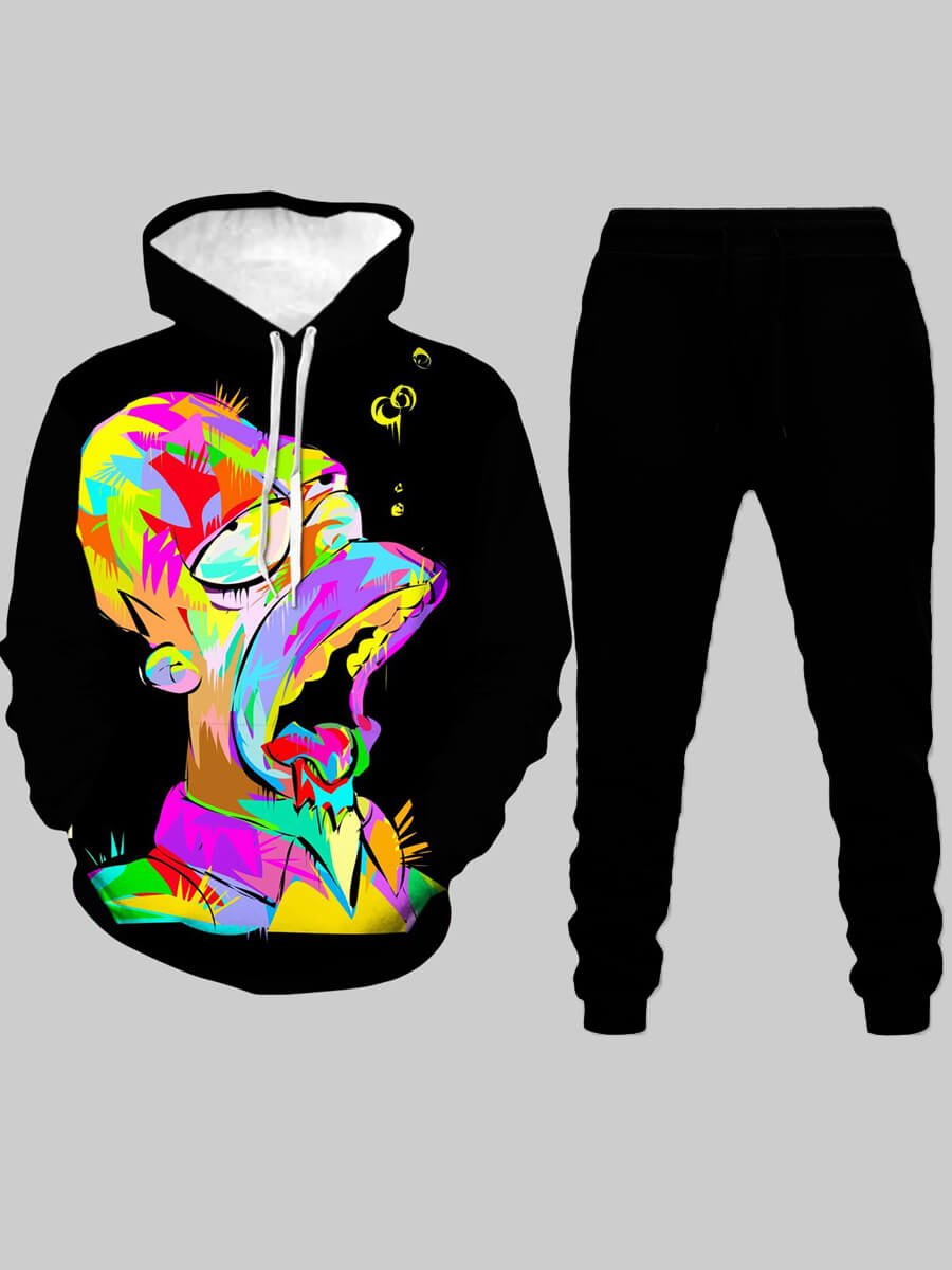 Lovely Street Hooded Collar Print Multicolor Men Two-piece Pants Set, Multi
Lovely Street Hooded Collar Print Multicolor Men Two-piece Pants Set, Multi