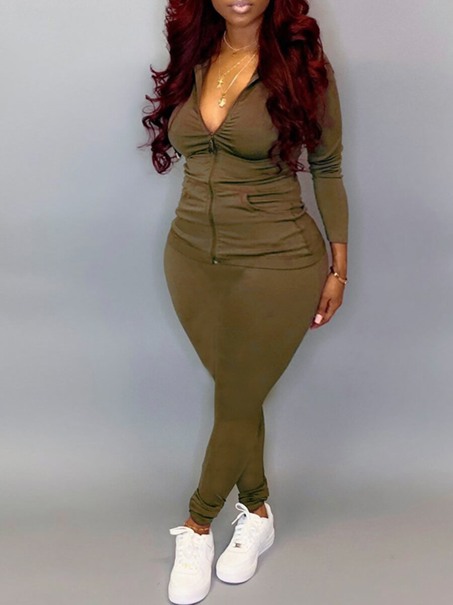 Lovely Casual Hooded Collar Zipper Design Army Green Plus Size Two-piece Pants Set
Lovely Casual Hooded Collar Zipper Design Army Green Plus Size Two-piece Pants Set