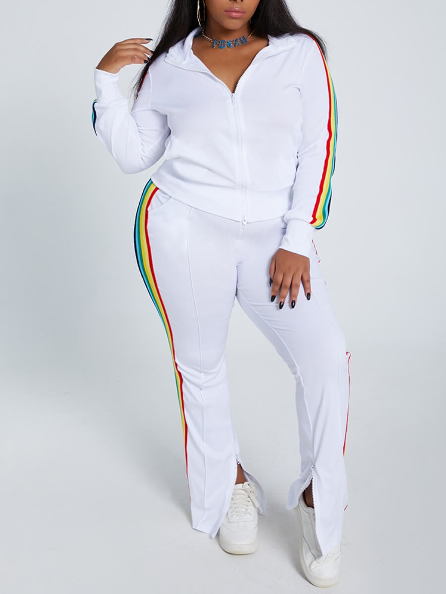 Lovely Sportswear Turndown Collar Patchwork White Plus Size Two-piece Pants Set
Lovely Sportswear Turndown Collar Patchwork White Plus Size Two-piece Pants Set