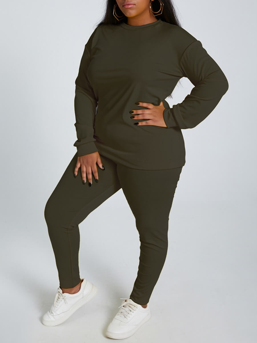 Lovely Casual O Neck Basic Blackish Green Plus Size Two-piece Pants Set, Black green
Lovely Casual O Neck Basic Blackish Green Plus Size Two-piece Pants Set, Black green
