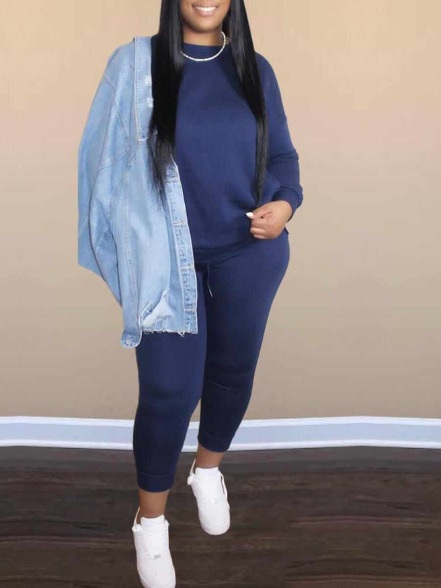 Lovely Casual O Neck Long Sleeve Blue Plus Size Two-piece Pants Set (Without Coat And Necklace
Lovely Casual O Neck Long Sleeve Blue Plus Size Two-piece Pants Set (Without Coat And Necklace