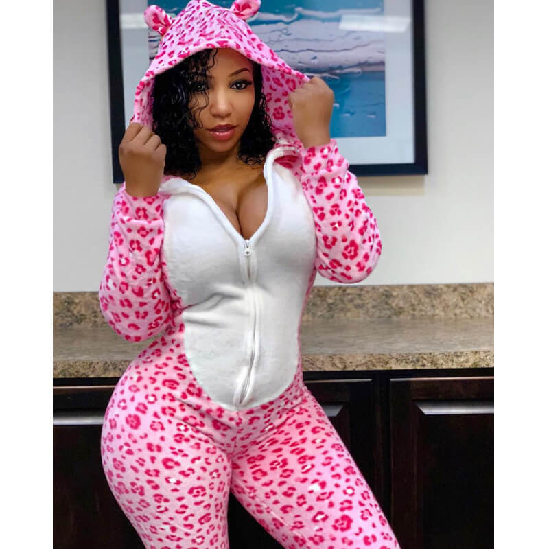 Lovely Stylish Hooded Collar Leopard Print Patchwork Pink One-piece Jumpsuit
Lovely Stylish Hooded Collar Leopard Print Patchwork Pink One-piece Jumpsuit