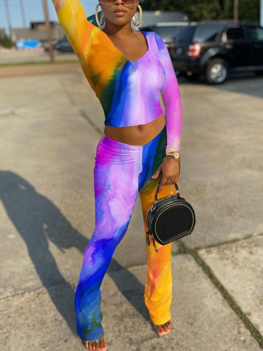 Lovely Casual Tie Dye Print Patchwork Multicolor Two Piece Pants Set, Multi
Lovely Casual Tie Dye Print Patchwork Multicolor Two Piece Pants Set, Multi