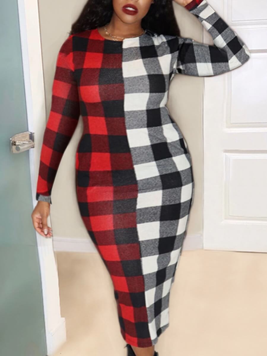 Lovely Stylish O Neck Grid Print Patchwork Red Ankle Length Plus Size Dress
Lovely Stylish O Neck Grid Print Patchwork Red Ankle Length Plus Size Dress