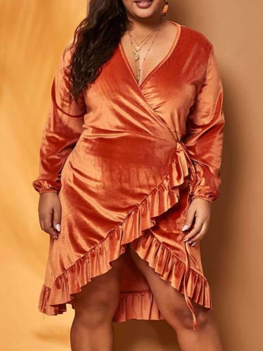 Lovely Casual Flounce Cross-over Design Asymmetrical Brown Knee Length Dress
Lovely Casual Flounce Cross-over Design Asymmetrical Brown Knee Length Dress