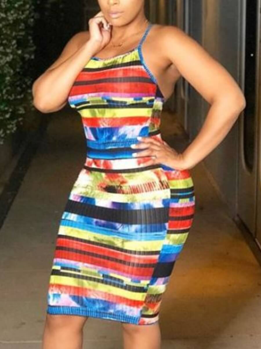 Lovely Street Tie-dye Striped Patchwork Knee Length Dress, Multicolor stripe
Lovely Street Tie-dye Striped Patchwork Knee Length Dress, Multicolor stripe