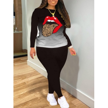 LW COTTON Plus Size Trendy Gradient Leopard Lip Print Black Two-piece Pants Set
LW COTTON Plus Size Trendy Gradient Leopard Lip Print Black Two-piece Pants Set