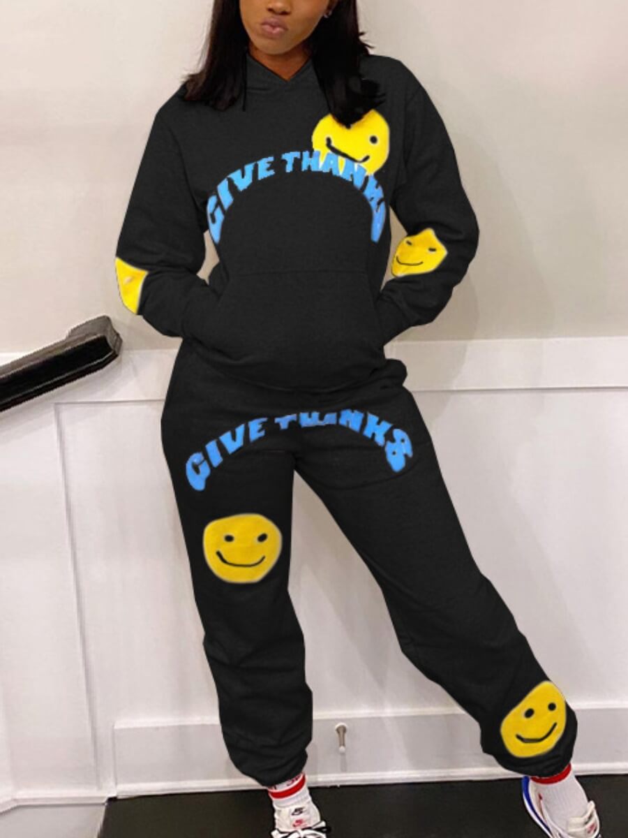Lovely Casual Letter Print Color-lump Patchwork Black Two Piece Pants Set
Lovely Casual Letter Print Color-lump Patchwork Black Two Piece Pants Set
