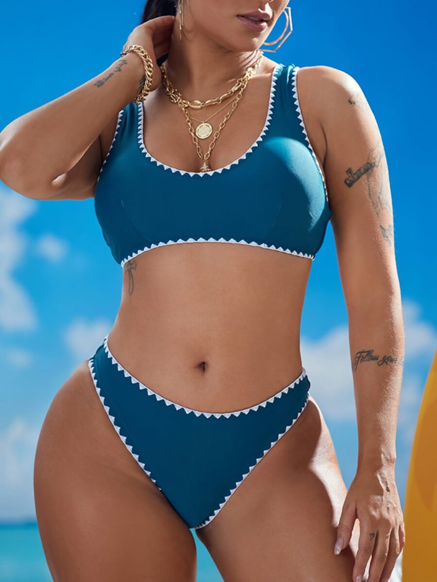 Lovely Polyester Casual Patchwork Basic Skinny High-waisted U Neck Padded Yes(Elastic) Lined Unadjustable Unremovable Stitching Way Tankini, Blue
Lovely Polyester Casual Patchwork Basic Skinny High-waisted U Neck Padded Yes(Elastic) Lined Unadjustable Unremovable Stitching Way Tankini, Blue