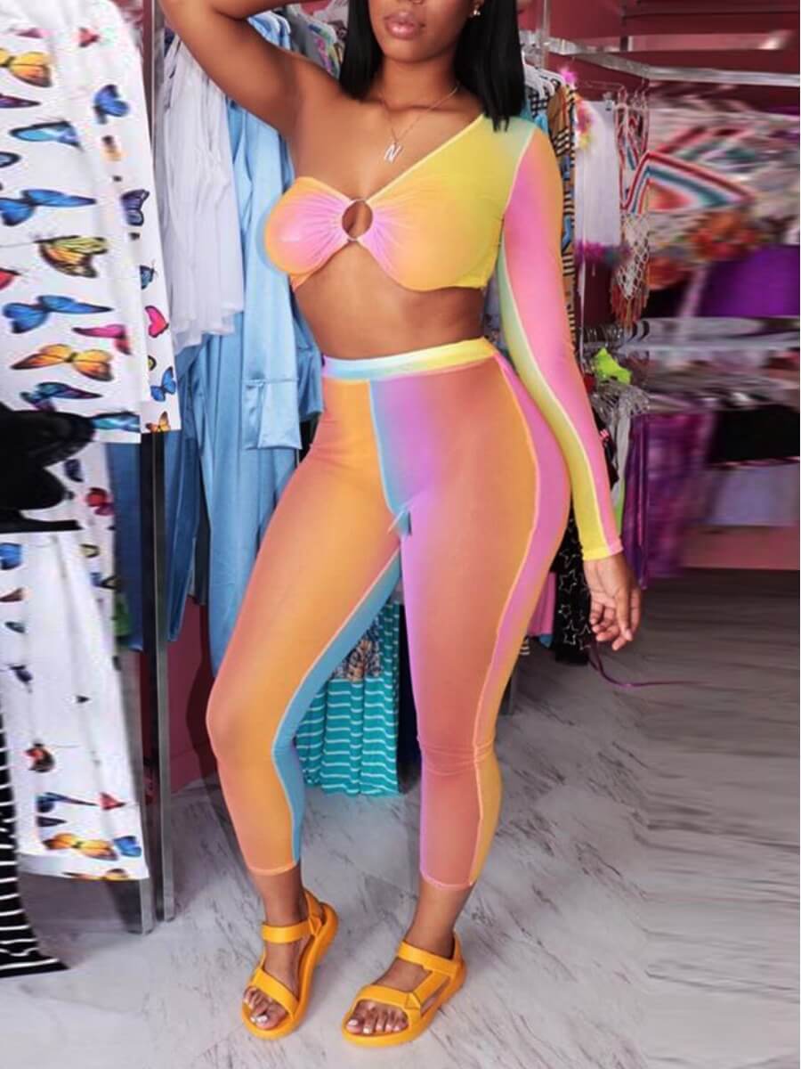 Lovely Sexy One Shoulder Gradient Patchwork Yellow Two Piece Pants Set
Lovely Sexy One Shoulder Gradient Patchwork Yellow Two Piece Pants Set