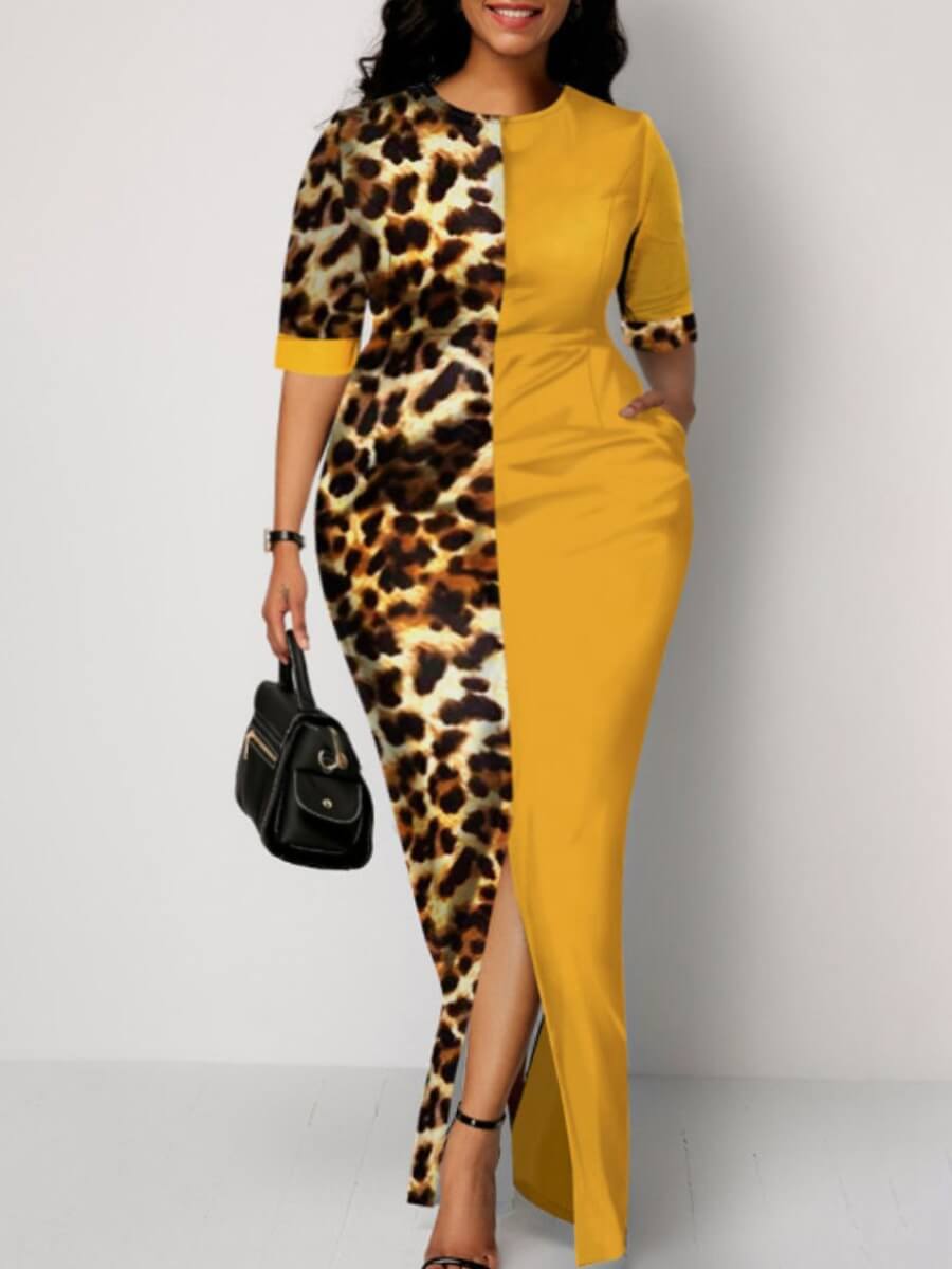 Lovely Casual Leopard Print Patchwork Split Yellow Floor Length Plus Size Dress
Lovely Casual Leopard Print Patchwork Split Yellow Floor Length Plus Size Dress