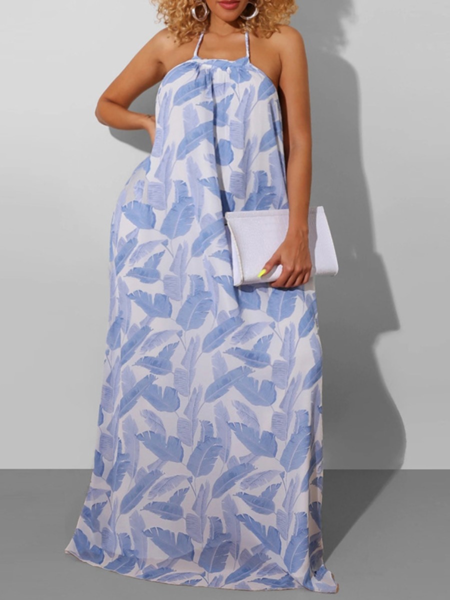 Lovely Boho Backless Feather Print Blue Floor Length A Line Plus Size Dress
Lovely Boho Backless Feather Print Blue Floor Length A Line Plus Size Dress