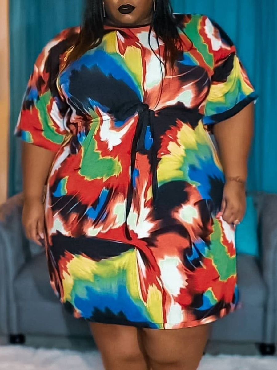 Lovely Plus Size Casual Tie-dye Patchwork Multicolor Knee Length Dress, Multi
Lovely Plus Size Casual Tie-dye Patchwork Multicolor Knee Length Dress, Multi
