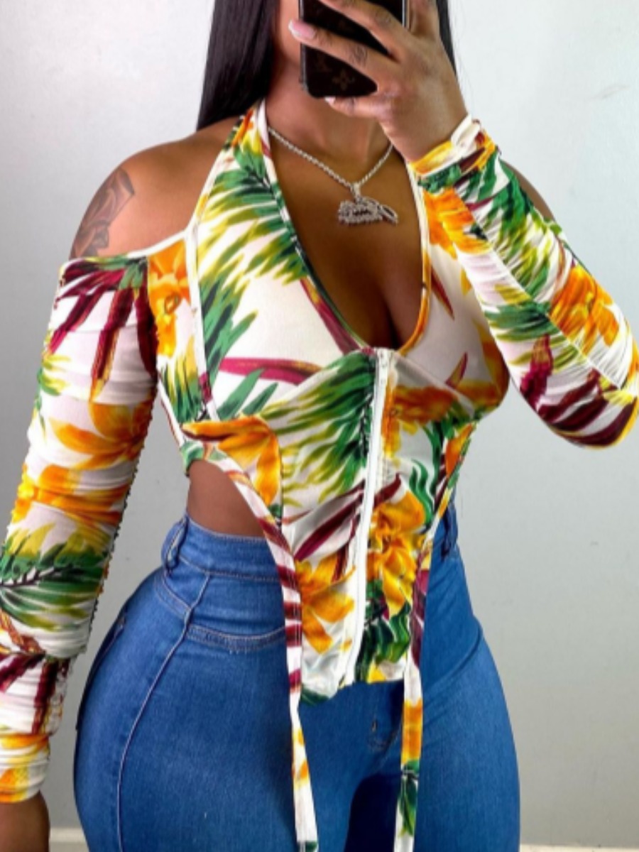 Lovely Polyester Street Print Cold Shoulder Basic Skinny Long Sleeve O Neck Full Print T-shirt, Multi
Lovely Polyester Street Print Cold Shoulder Basic Skinny Long Sleeve O Neck Full Print T-shirt, Multi