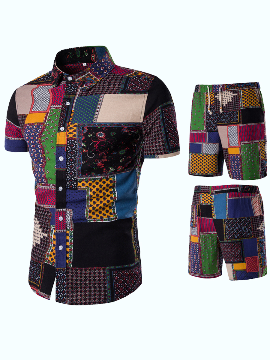 Lovely Men Boho Geometric Print Drawstring Multicolor Two Piece Shorts Set, Multi
Lovely Men Boho Geometric Print Drawstring Multicolor Two Piece Shorts Set, Multi