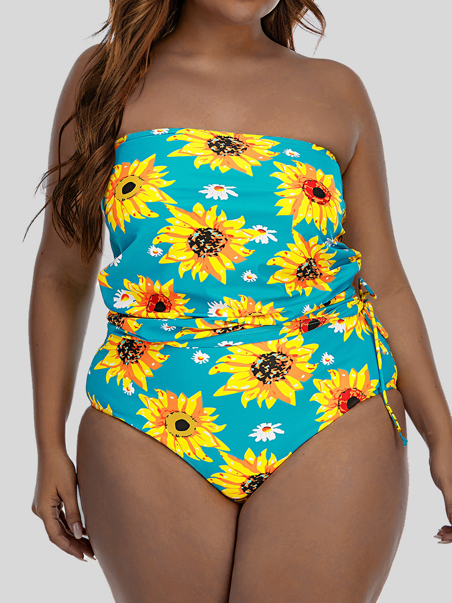 Lovely Plus Size Boho Off The Shoulder Floral Print Drawstring Blue Tankini
Lovely Plus Size Boho Off The Shoulder Floral Print Drawstring Blue Tankini