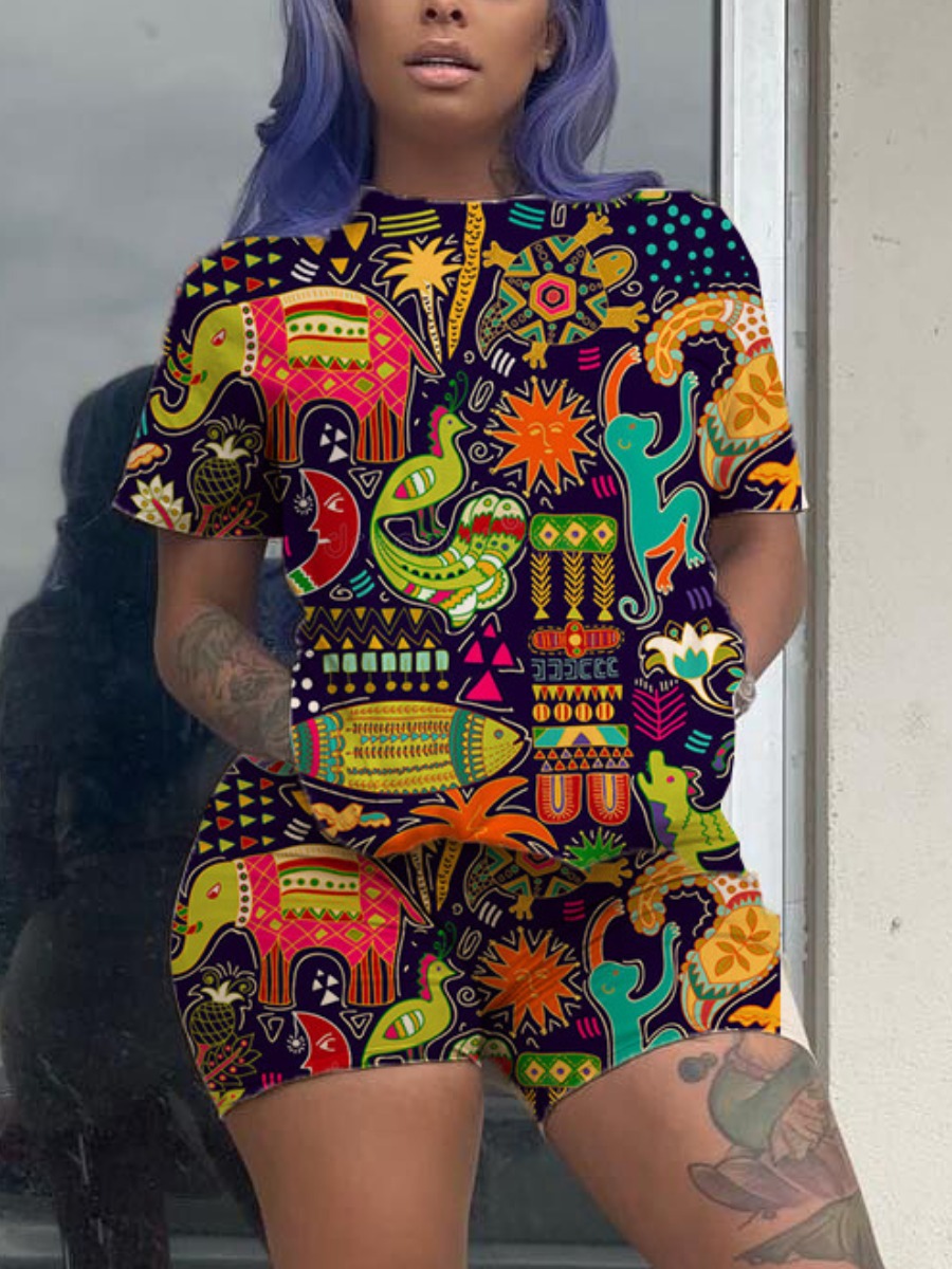Lovely Plus Size Street Cartoon Print Patchwork Multicolor Two-piece Shorts Set, Multi
Lovely Plus Size Street Cartoon Print Patchwork Multicolor Two-piece Shorts Set, Multi