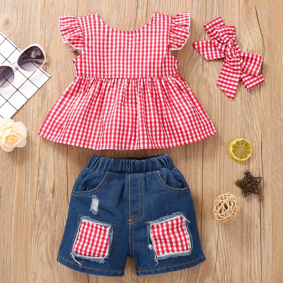 Lovely Girl Casual Plaid Print Flounce Design Red Two Piece Shorts Set(With Headband)
Lovely Girl Casual Plaid Print Flounce Design Red Two Piece Shorts Set(With Headband)