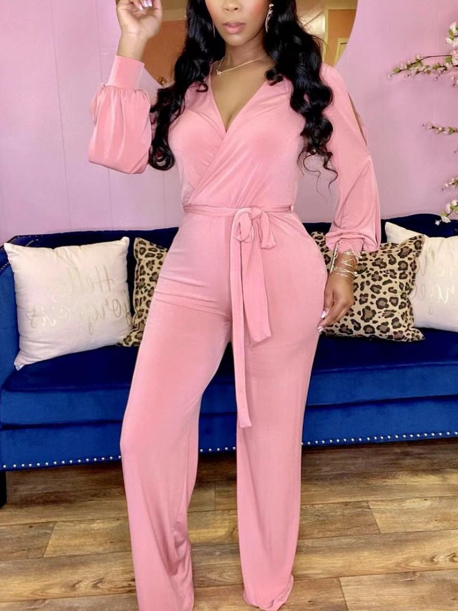 Lovely Casual Split Sleeve Bandage Design Pink One-piece Jumpsuit
Lovely Casual Split Sleeve Bandage Design Pink One-piece Jumpsuit