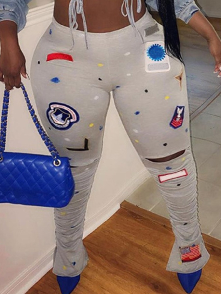 Lovely Plus Size Street American Flag Print Ripped Fold Design Light Grey Pants
Lovely Plus Size Street American Flag Print Ripped Fold Design Light Grey Pants