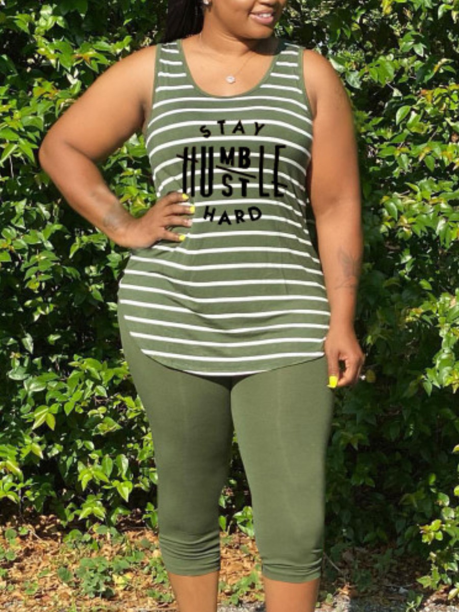 Lovely Plus Size Sporty Letter Print Striped Army Green Two-piece Shorts Set
Lovely Plus Size Sporty Letter Print Striped Army Green Two-piece Shorts Set