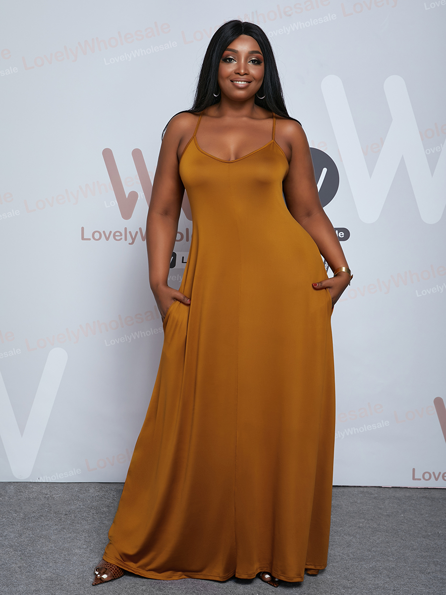 LW BASICS Plus Size Casual Spaghetti Strap Loose Croci Floor Length A Line Dress
LW BASICS Plus Size Casual Spaghetti Strap Loose Croci Floor Length A Line Dress