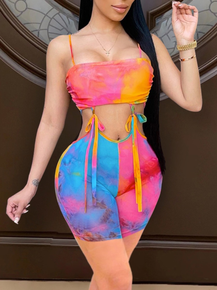 Lovely Casual Tie-dye Bandage Hollow-out Design Multicolor One-piece Romper, Multi
Lovely Casual Tie-dye Bandage Hollow-out Design Multicolor One-piece Romper, Multi