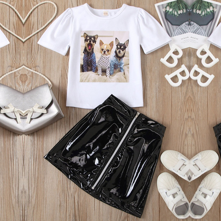 Lovely Girl Street Dog Print Zipper Ruffle Design White Two Piece Skirt Set
Lovely Girl Street Dog Print Zipper Ruffle Design White Two Piece Skirt Set