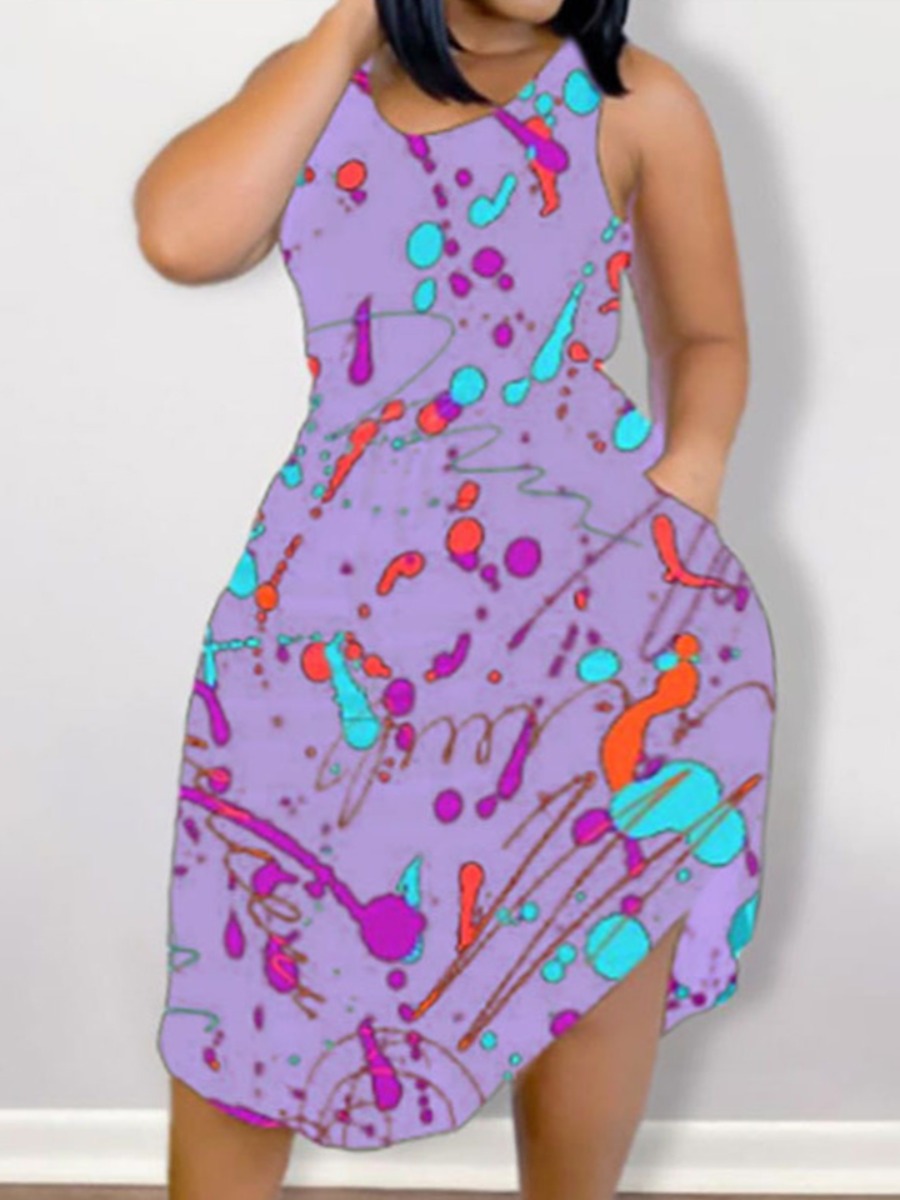 Lovely Plus Size Casual Round Neck Graffiti Print Light Purple Knee Length Dress
Lovely Plus Size Casual Round Neck Graffiti Print Light Purple Knee Length Dress