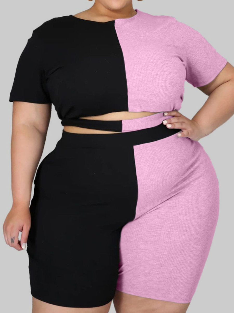 Lovely Plus Size Casual Color-lump Hollow-out Pink Two-piece Shorts Set
Lovely Plus Size Casual Color-lump Hollow-out Pink Two-piece Shorts Set