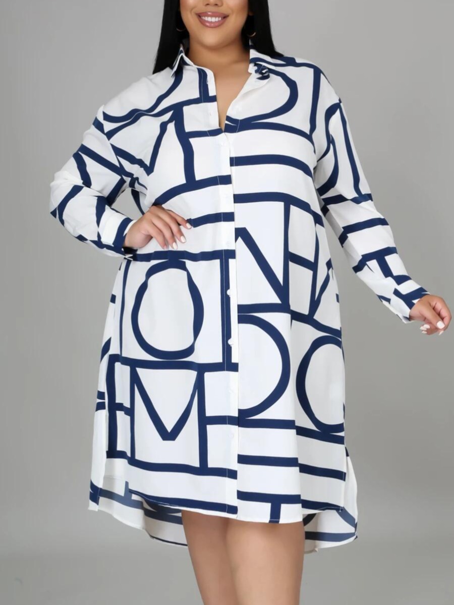 Lovely Plus Size Casual Turndown Collar Letter Print White Mid Calf Shirt Dress
Lovely Plus Size Casual Turndown Collar Letter Print White Mid Calf Shirt Dress