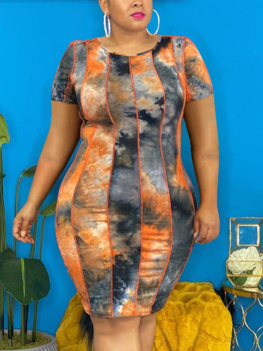 Lovely Plus Size Casual O Neck Tie-dye Multicolor Knee Length Dress, Multi
Lovely Plus Size Casual O Neck Tie-dye Multicolor Knee Length Dress, Multi