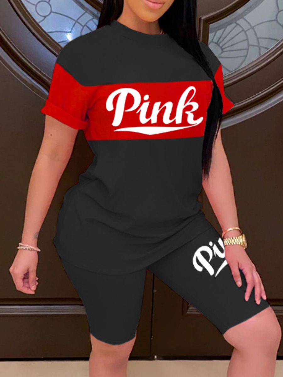 LW Polyester Pink Letter Patchwork Regular Yes(Stretch) Two-piece Shorts Set, Black
LW Polyester Pink Letter Patchwork Regular Yes(Stretch) Two-piece Shorts Set, Black