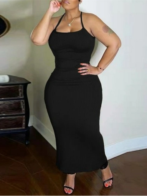 LW BASICS Halter Neck Backless Bodycon Dress