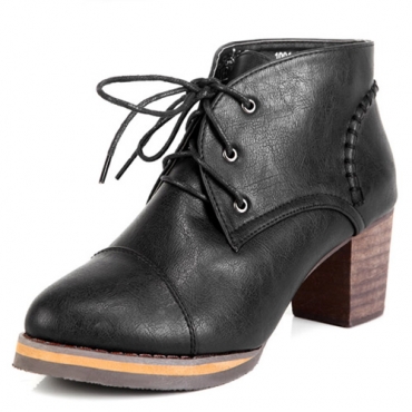 black pointed toe lace up boots